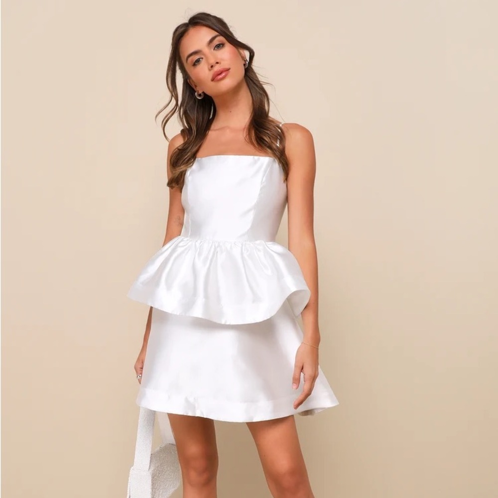 Lulu's White Bubbly Charm Taffeta Mini Dress